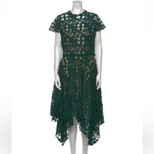 Oscar de la Renta Elegant Green Lace Dress